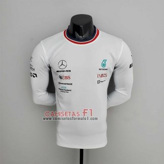 Camiseta Mercedes Amg Petronas F1 2022 Blanco Manga Larga