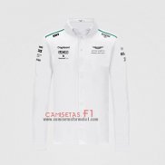 Camiseta Aston Martin F1 2021 Blanco Manga Larga