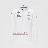 Camiseta Mercedes Amg F1 2021 Blanco Manga Larga