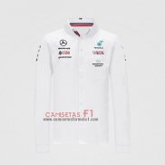 Camiseta Mercedes Amg F1 2021 Blanco Manga Larga