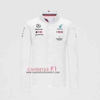 Camiseta Mercedes Amg F1 2021 Blanco Manga Larga